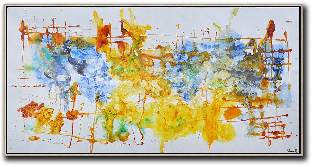 Large Paintings For Living Room,Contemporary Oil Painting,Extra Large Paintings,Grey,Blue,Yellow.etc